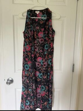 LuLaRoe Black Maxi Dress with Teal and Pink Floral
